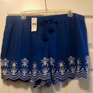 Blue embroidered loft shorts